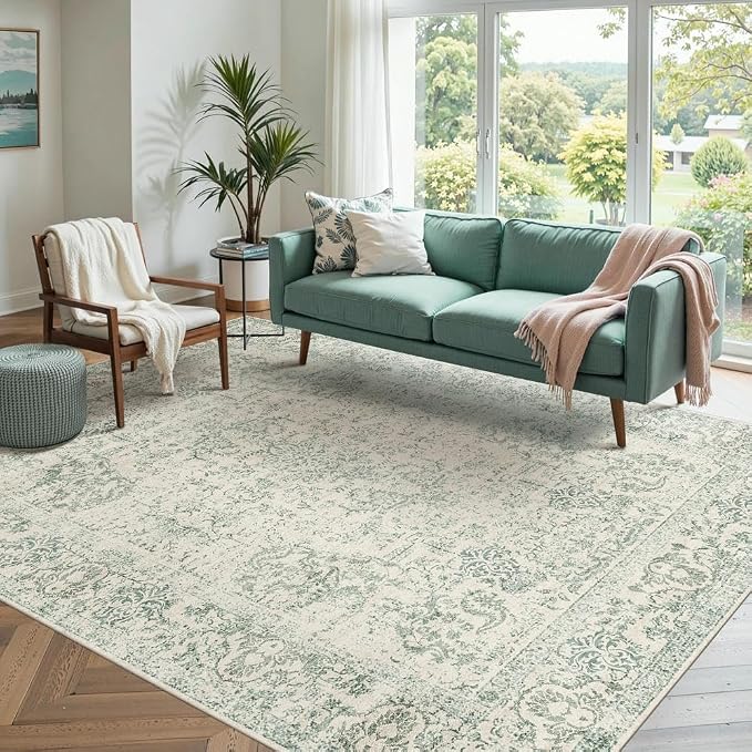 Rugxara Washable Area Rug for Living Room, Vintage Boho Rugs for Office by Rugxara