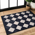 Lahome Zelie Moroccan Trellis Area Rug, 2x3 Small Black Checkered Entryway Rug by Lahome