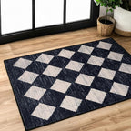 Lahome Zelie Moroccan Trellis Area Rug, 2x3 Small Black Checkered Entryway Rug by Lahome