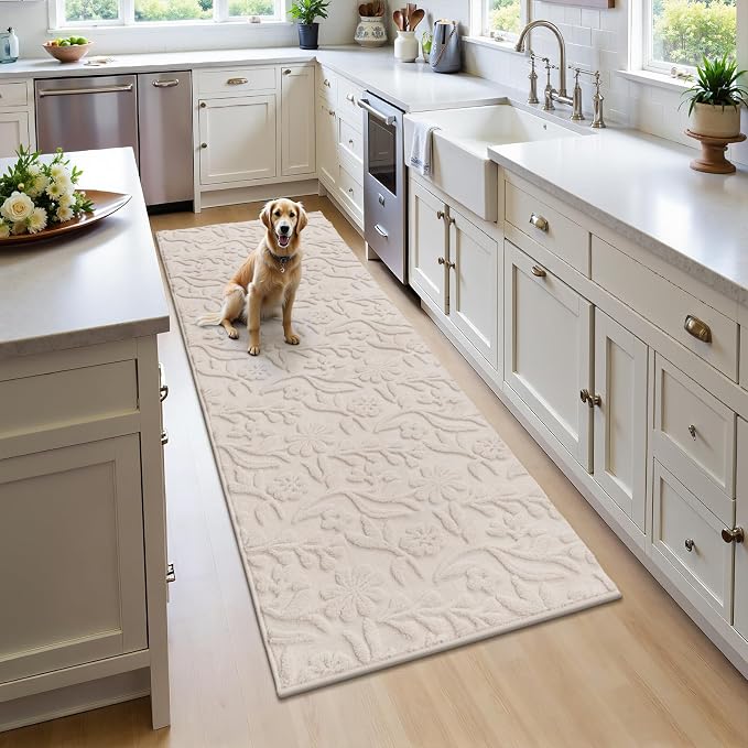 Vaukki 2x6 Runner Rug for Living Room, Soft Fluffy Washable Modern Floral by Vaukki