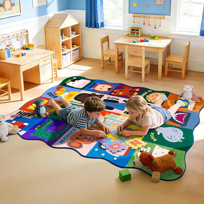 Kids Rugs for Playroom, 4x6 Feet Upgrade Ultra Non Slip Area Rug, Washable Play - Image 8