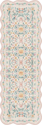 Scalloped Floral Runner Rug 2x6, Soft Cute Carpet Runner - Image 8