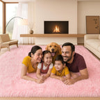 8x10 Area Rugs Living Room, Cute Pink Rug Large Plush Fluffy Bedroom Carpet - Image 3