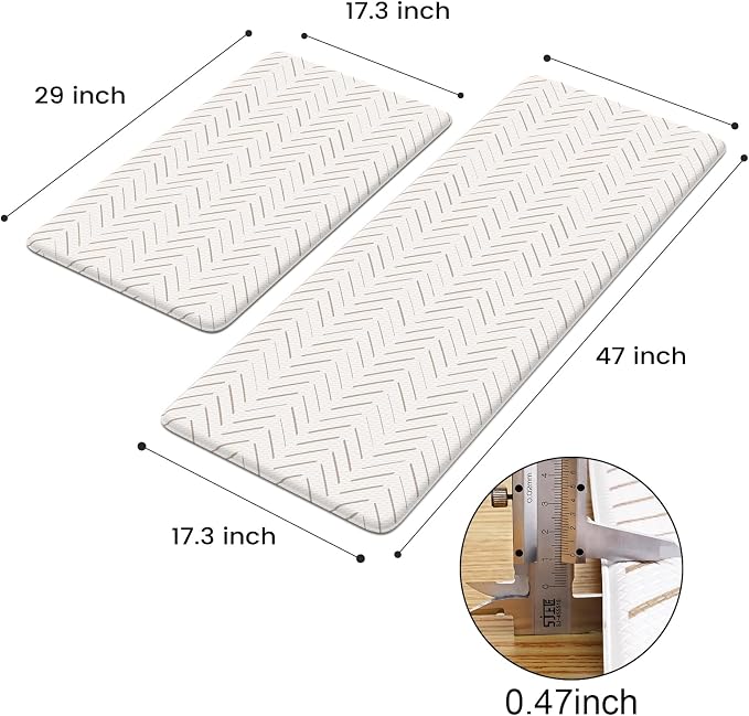 KIMODE Anti Fatigue Kitchen Mat, Boho Kitchen Rugs Sets of 2, Cushioned Kitchen - Image 2