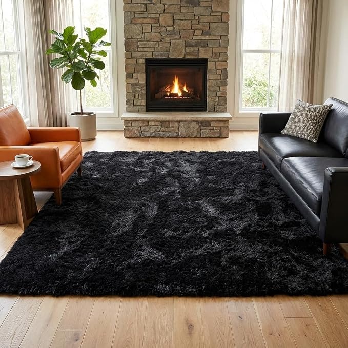 Mugorn 8x10 Area Rugs for Living Room, Large Fluffy Black Rugs for Bedroom - Image 8