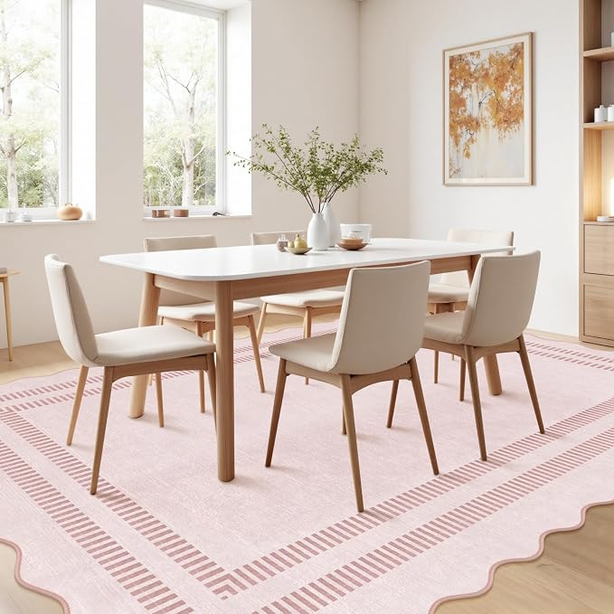 Pink Rugs for Bedroom Girls, 6x9 Washable Non Slip Area Rugs for Living Room - Image 8