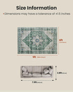 AMADA HOMEFURNISHING 6x9 Area Rug, Washable Low-Profile Large Area Rug - Image 2