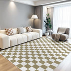Terrug Beige and White Checkered Rug - Image 4