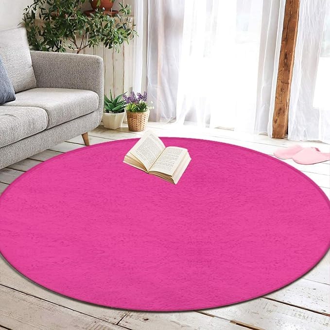 Machine Washable Modern Round Area Rug, Room Sofa Yoga Soft Round Carpet - Image 5