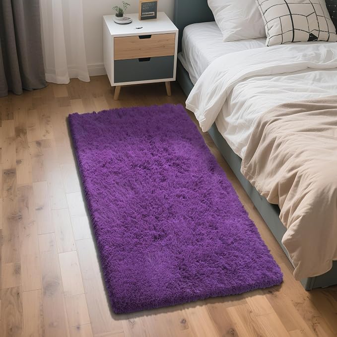 Purple Fluffy Rug Shag Area Rug, 2x4 Area Rugs by Yongyangjuxi