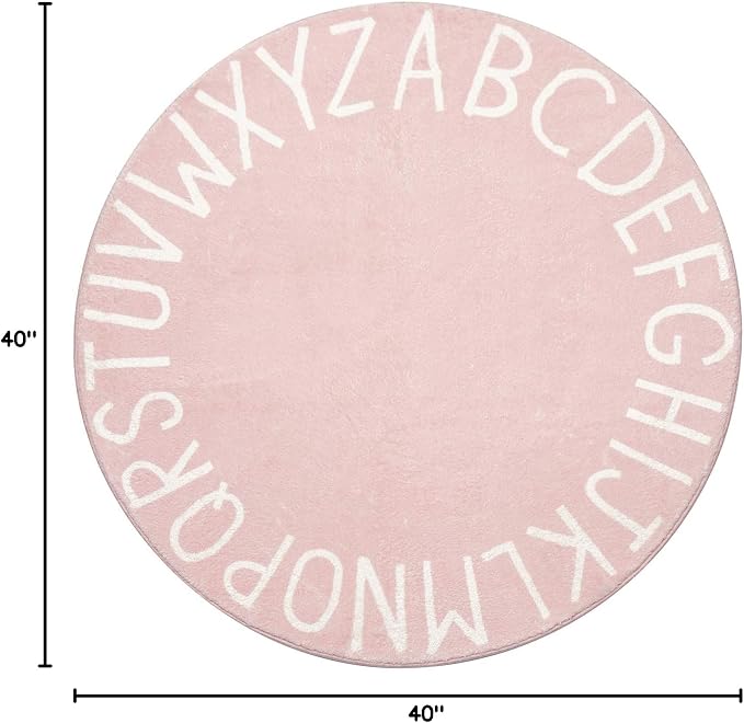 Topotdor Round Kids Play Rug Alphabet Nursery Area Rug Extra Large Soft - Image 3