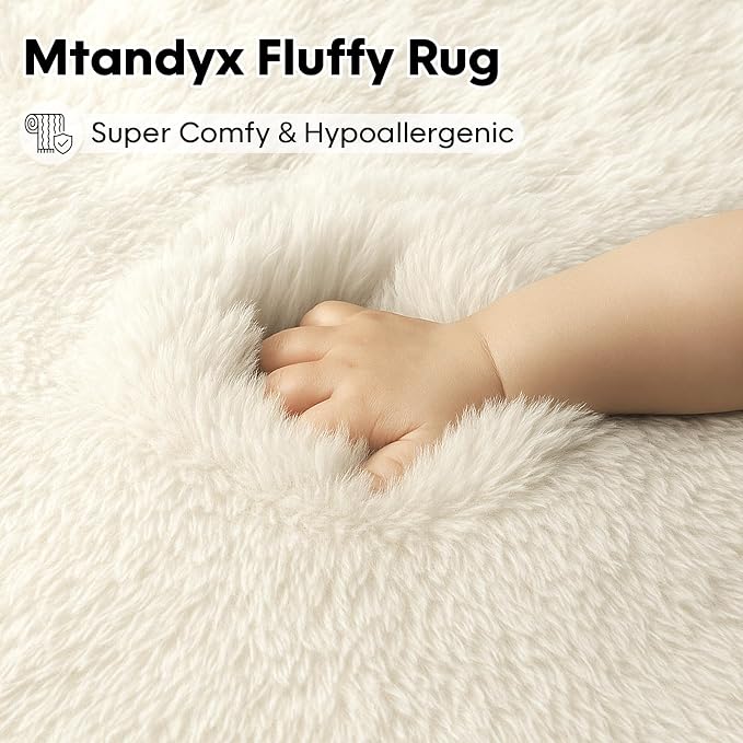 6x9 Rugs for Living Room, Rugs for Bedroom, Plush Fluffy Carpet, Non-Slip - Image 3