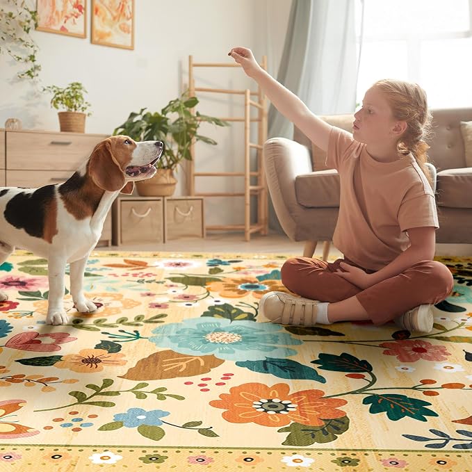 RELEANY Floral 2x10 Area Rugs Washable Print Boho Cute Carpet Non Slip Flower - Image 8