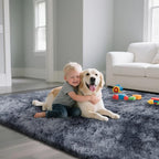 Fluffy Rug Shag Area Rug, Mottling Dark Grey 2x4 Area Rugs - Image 4