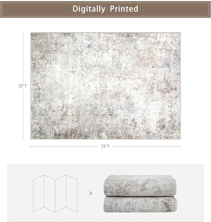 Srugn Washable Rugs 5x7 Area Rugs - Image 2