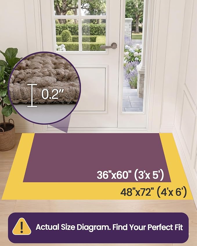 DEXI Washable Door Mat Indoor Entrance, 36x60 Dirt Trapper Front Entryway - Image 2