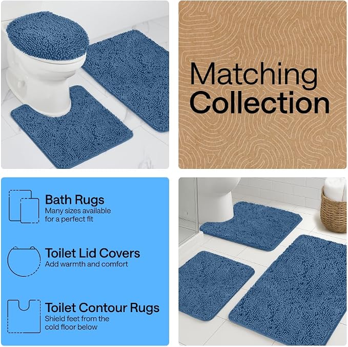 GORILLA GRIP Bath Rug Mat 48x17, Thick Soft Absorbent Chenille, Quick Dry - Image 8