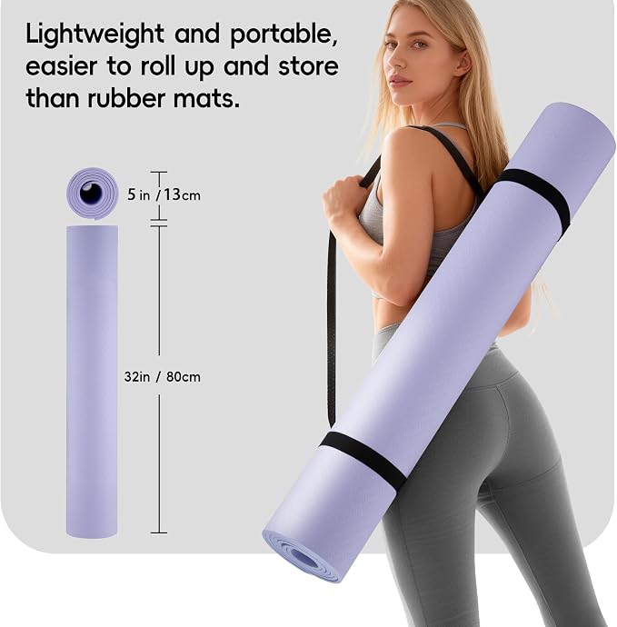 Extra Wide Yoga Mat 72" x 32", 6mm Non Slip TPE Exercise Mat - Image 5