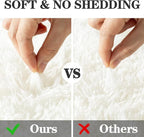 Soft Fluffy Area Rug for Bedroom, Cream White Fuzzy Shaggy Oval Throw Rugs for - Image 5