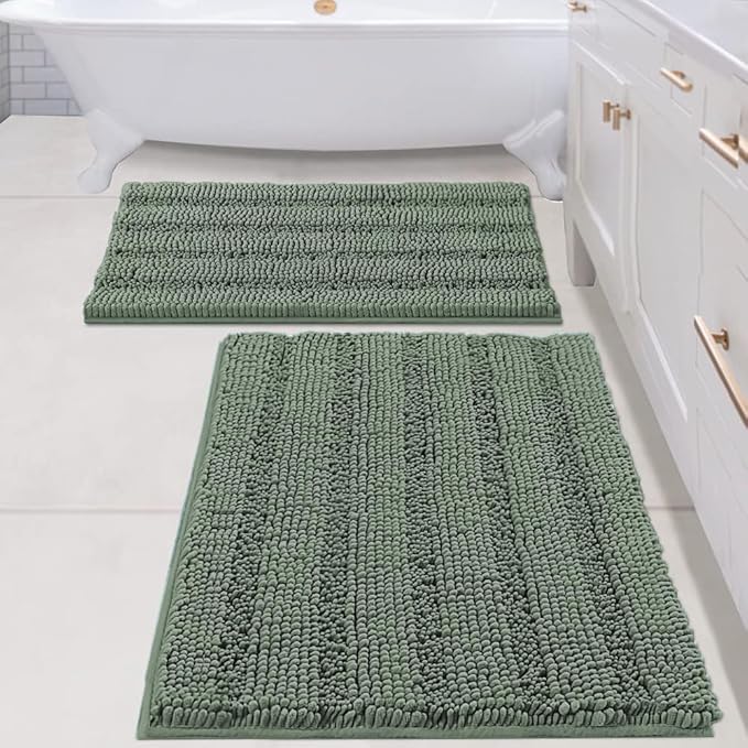H.VERSAILTEX 2 Piece Bathroom Rugs Bath Mats Sets Super Absorbent Chenille by HVERSAILTEX