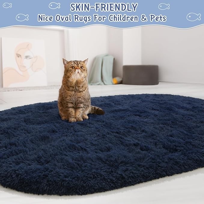 LOCHAS Bedroom Rug 3.3' x 6.2', Soft Oval Throw Rugs Carpet - Image 4