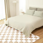 Super Soft Rug for Bedroom, 5x7 Ft Beige and White Area Rug Classic Checkered - Image 8