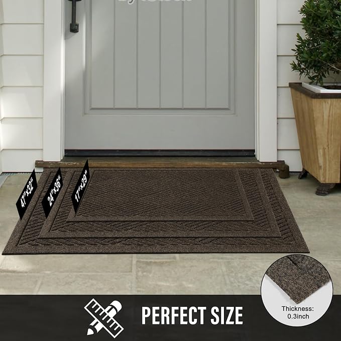 HIYARD Sturdy Front Door Mat, Absorbent Muddy Dirt Resist Welcome Door Mats - Image 6