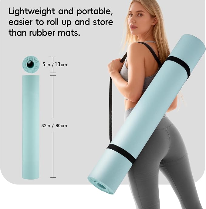 Extra Wide Yoga Mat 72" x 32", 6mm Non Slip TPE Exercise Mat - Image 5