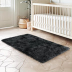 qulint 2x3 Black Grey Rug for Bedroom, Fluffy Small Area Rug for Living Room - Image 8