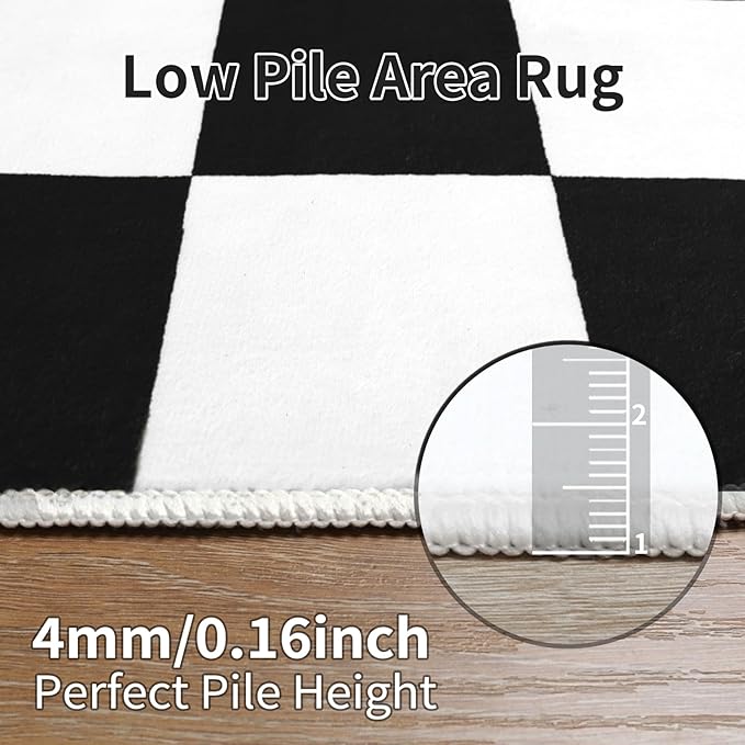 Terrug Black and White Checkered Rug - Image 7