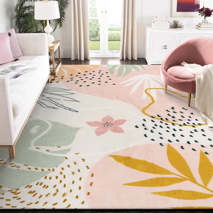 Lahome Pink 10x14 Area Rugs, Washable Ultra-Thin Large Rug by Lahome