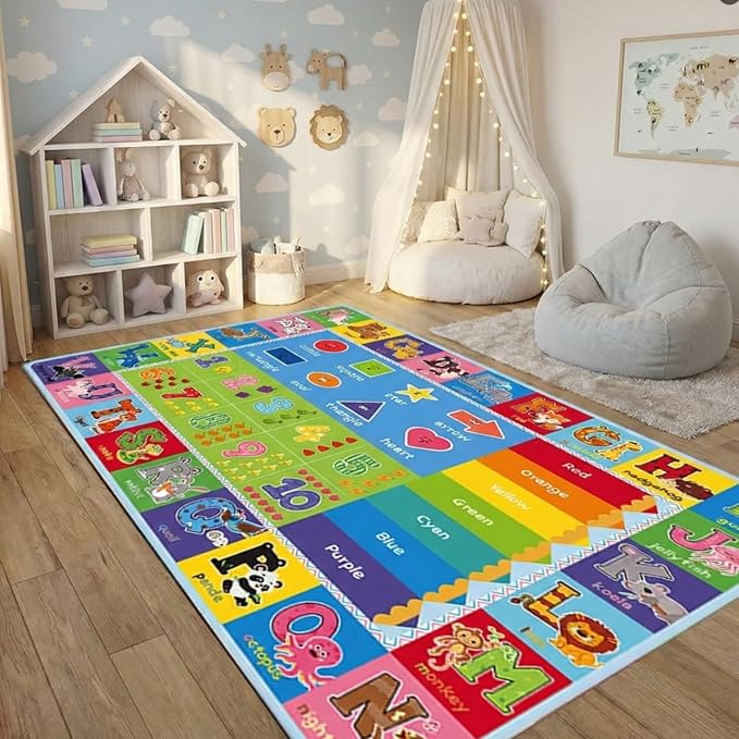 ABC Kids Rug, soft low-pile surface, non-slip backing by Nanshibaalwaysstandsbyyou