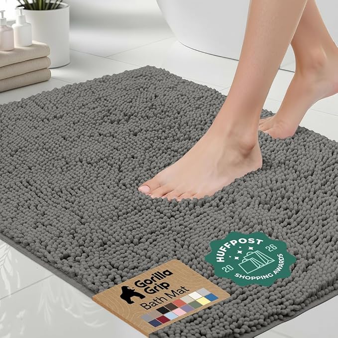 GORILLA GRIP Bath Rug Mat, Thick Soft Absorbent Chenille, Quick Dry Microfiber by Unknown