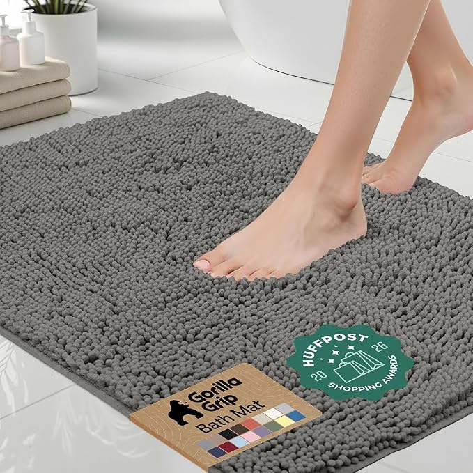 GORILLA GRIP Bath Rug Mat 30x20, Thick Soft Absorbent Chenille, Quick Dry by Unknown