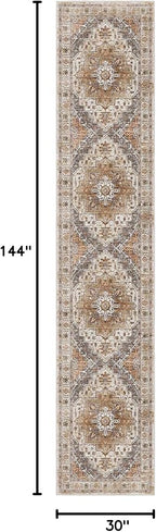 Madane Hallway Runner Rug 2'6''x12', Non Slip Vintage 12ft Runners - Image 2