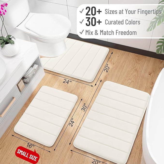 OLANLY Memory Foam Bath Mat 35x24, Super Soft Absorbent Bathroom Rugs, Quick Dry - Image 2