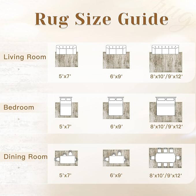 Washable Rug 8x10 Area Rugs for Living Room: Large Neutral Soft Rug Abstract - Image 8
