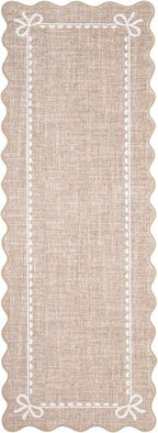 GarveeHome Scalloped Bow Rug for Living Room, Solid Camel Rug for Dorm - Image 4