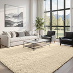 5x8 Area Rugs for Living Room: Soft Fluffy Shag Beige Rugs for Bedroom - Image 4