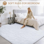 BENRON Fluffy Rugs for Living Room 5x8 White, Washable Large Area Rugs for - Image 4