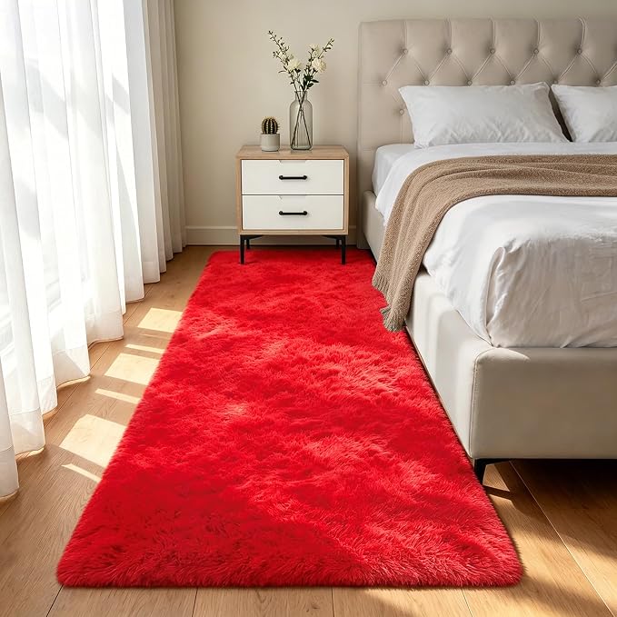 Shag Runner Rug for Bedroom Living Room 2x6 Upgrade Non-Slip Fluffy Soft by Boshengya