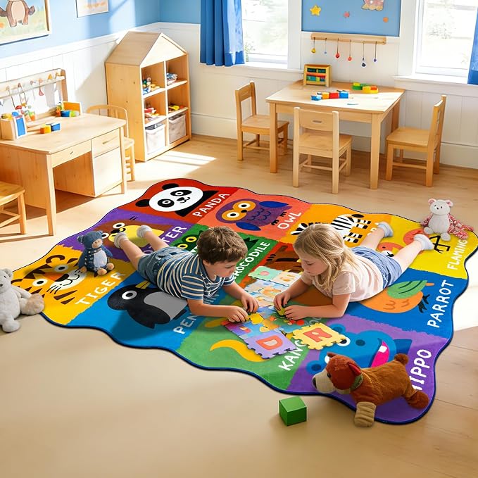 Kids Rugs for Playroom, 4x6 Feet Upgrade Ultra Non Slip Area Rug, Washable Play - Image 7