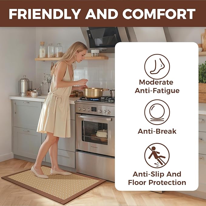 YDKGL Kitchen Runner Rugs Non Slip Washable Anti Fatigue, Super Absorbent 0.4" - Image 3