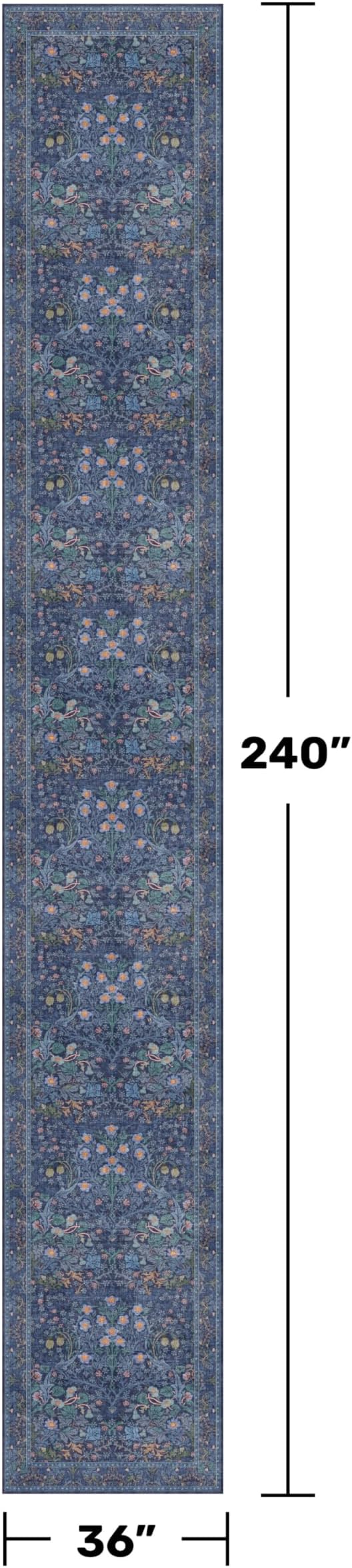 Dark Blue Boho 3x20 Extra Long Runner Rug - Image 2