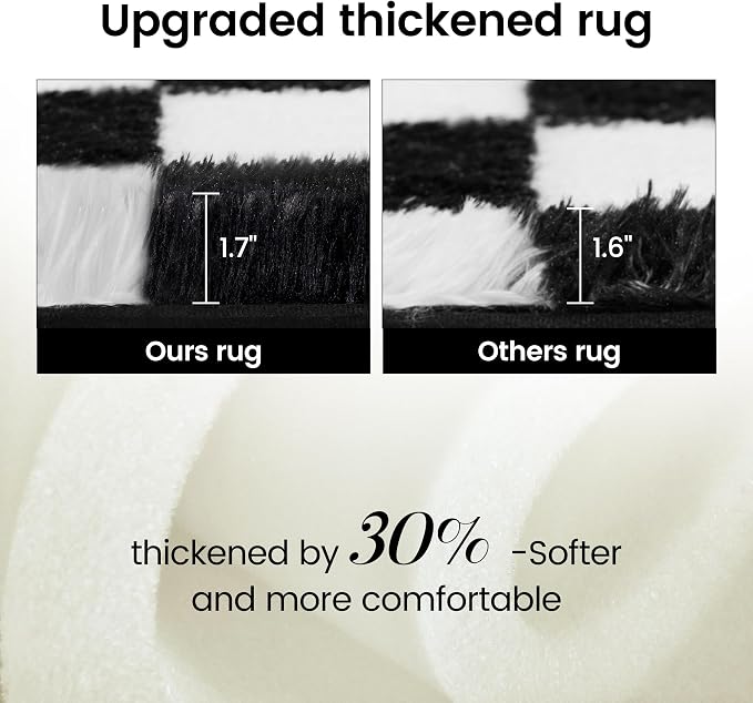 Super Soft Rug for Bedroom, 6x9 Ft Black and White Area Rug Classic Checkered - Image 4