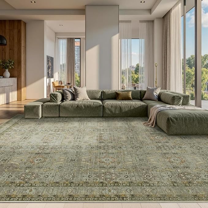 Rugxara 10x14 Area Rugs for Living Room Bedroom, Large Washable Rug, Vintage by Rugxara