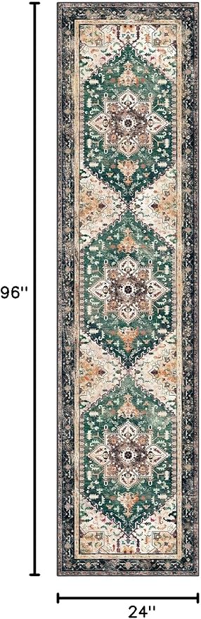 Yamaziot Washable Runner Rug, 2x8 Non-Slip Boho Vintage Hallway Rug Runner - Image 2