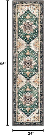 Yamaziot Washable Runner Rug, 2x8 Non-Slip Boho Vintage Hallway Rug Runner - Image 2