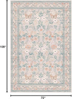 Rugxara 6x9 Pink Rug for Living Room Bedroom, Floral Washable Rug, Vintage Boho - Image 2