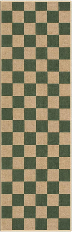 Lahome Colette Checkered Outdoor Runner Rug, 2x8 Green Kitchen Runner Rugs - Image 8